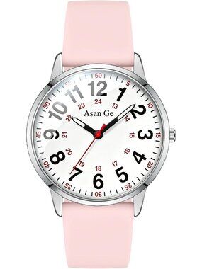 Women's Pink Silicone Strap Minimalist Waterproof Analog Fashion Wrist Watch